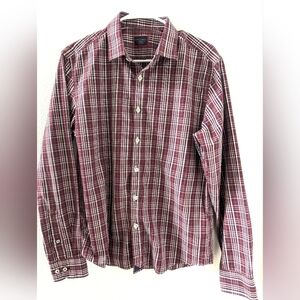 Untuck It Chevalier WF Medium Plaid Dress Shirt Preppy Long Sleeve